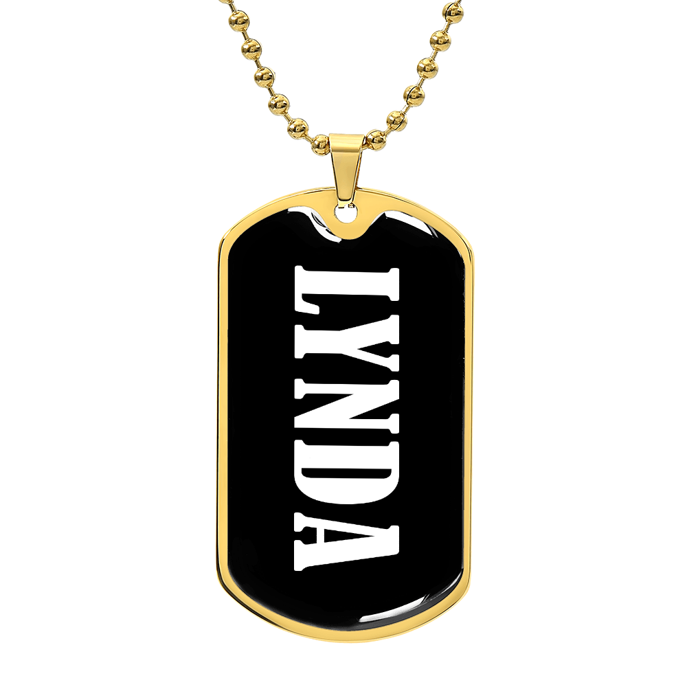 Lynda v01w - 18k Gold Finished Luxury Dog Tag Necklace