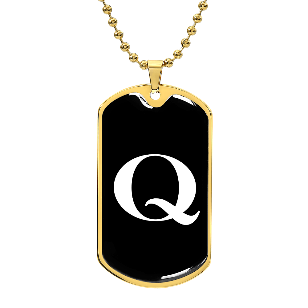 Initial Q v3a - 18k Gold Finished Luxury Dog Tag Necklace