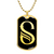 Initial S v001-32 - 18k Gold Finished Luxury Dog Tag Necklace