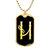 Initial H v001-32 - 18k Gold Finished Luxury Dog Tag Necklace