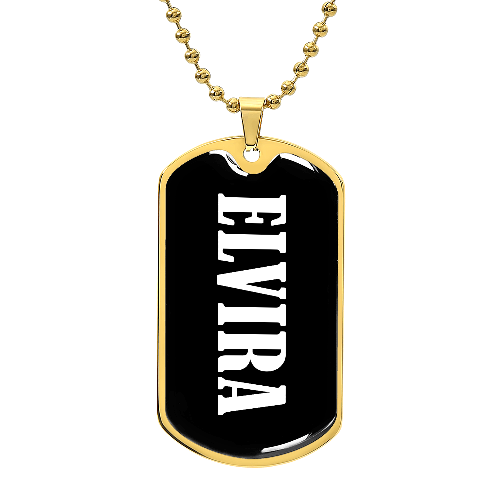 Elvira v03 - 18k Gold Finished Luxury Dog Tag Necklace