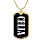 Celia v01w - 18k Gold Finished Luxury Dog Tag Necklace