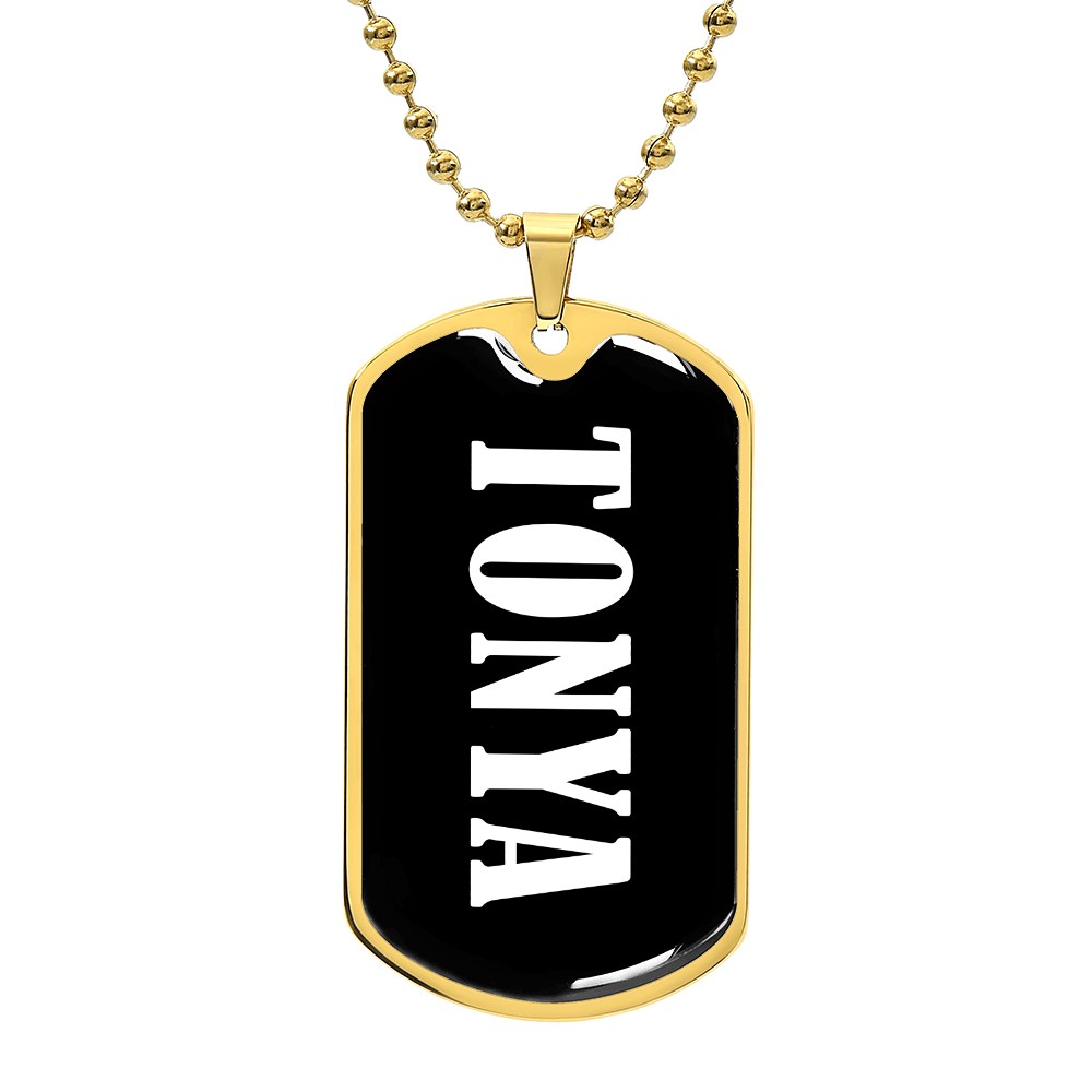 Tonya v01w - 18k Gold Finished Luxury Dog Tag Necklace