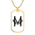 Initial M v001-34 - 18k Gold Finished Luxury Dog Tag Necklace