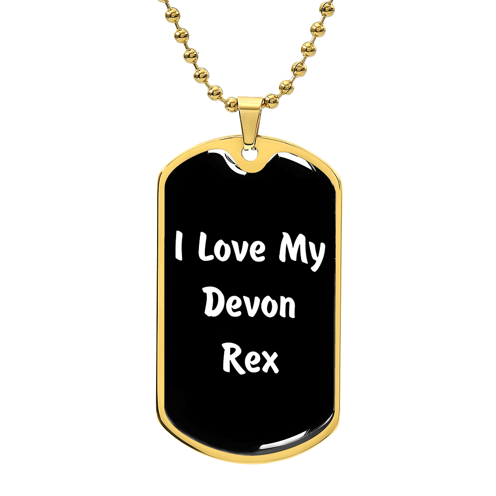 Love My Devon Rex v3 - 18k Gold Finished Luxury Dog Tag Necklace