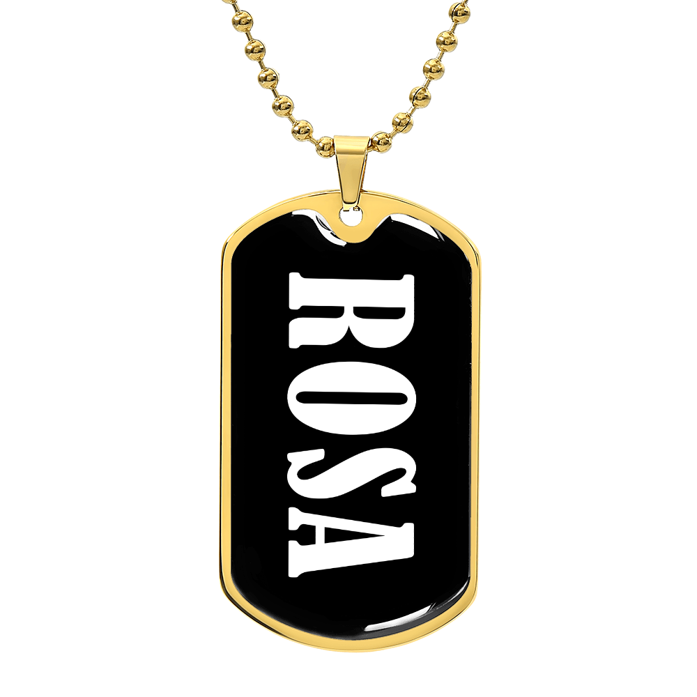 Rosa v01w - 18k Gold Finished Luxury Dog Tag Necklace