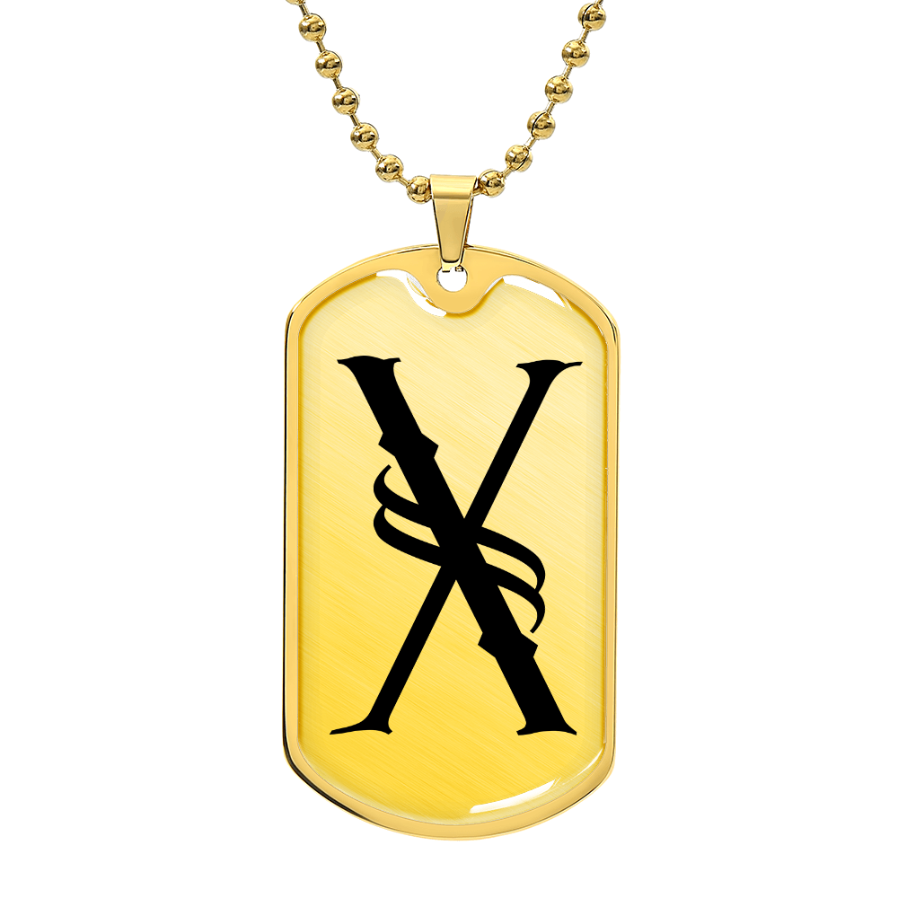 Initial X v001-31 - 18k Gold Finished Luxury Dog Tag Necklace