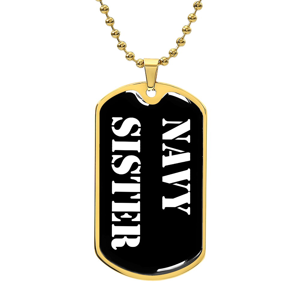 Navy Sister v3 - 18k Gold Finished Luxury Dog Tag Necklace