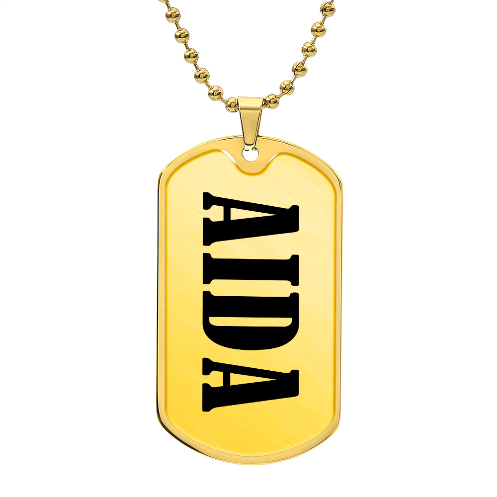 Aida v01 - 18k Gold Finished Luxury Dog Tag Necklace