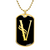 Initial V v001-32 - 18k Gold Finished Luxury Dog Tag Necklace