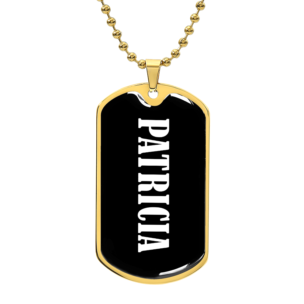 Patricia v01w - 18k Gold Finished Luxury Dog Tag Necklace