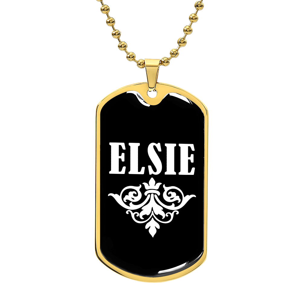 Elsie v03a - 18k Gold Finished Luxury Dog Tag Necklace