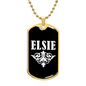 Elsie v03a - 18k Gold Finished Luxury Dog Tag Necklace
