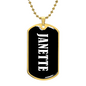 Janette v03 - 18k Gold Finished Luxury Dog Tag Necklace