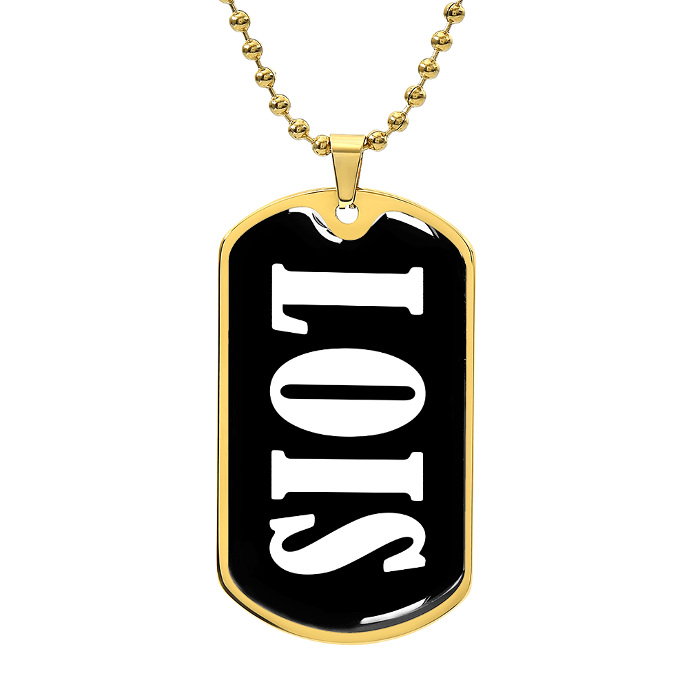Lois v01w - 18k Gold Finished Luxury Dog Tag Necklace