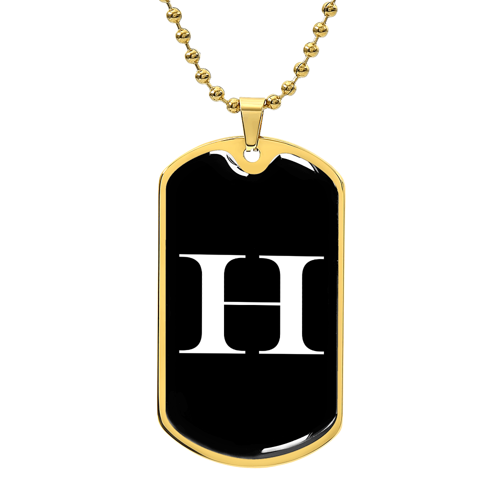 Initial H v3a - 18k Gold Finished Luxury Dog Tag Necklace