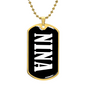 Nina v01w - 18k Gold Finished Luxury Dog Tag Necklace