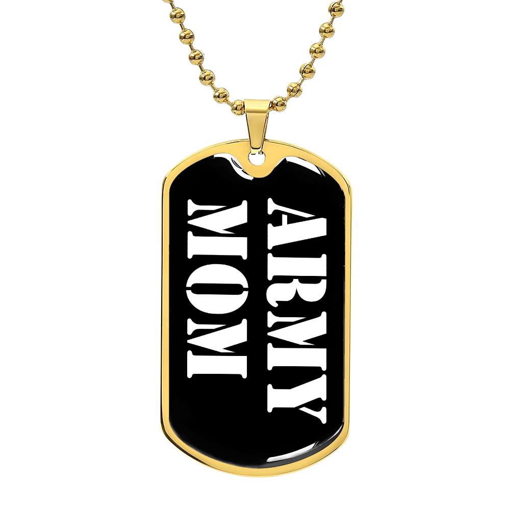 Army Mom v3 - 18k Gold Finished Luxury Dog Tag Necklace