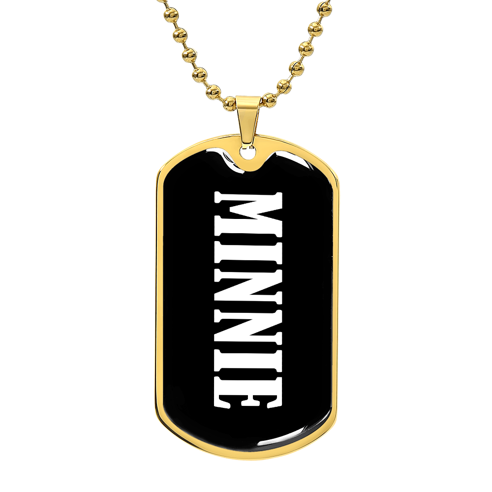 Minnie v01w - 18k Gold Finished Luxury Dog Tag Necklace
