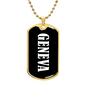 Geneva v01w - 18k Gold Finished Luxury Dog Tag Necklace