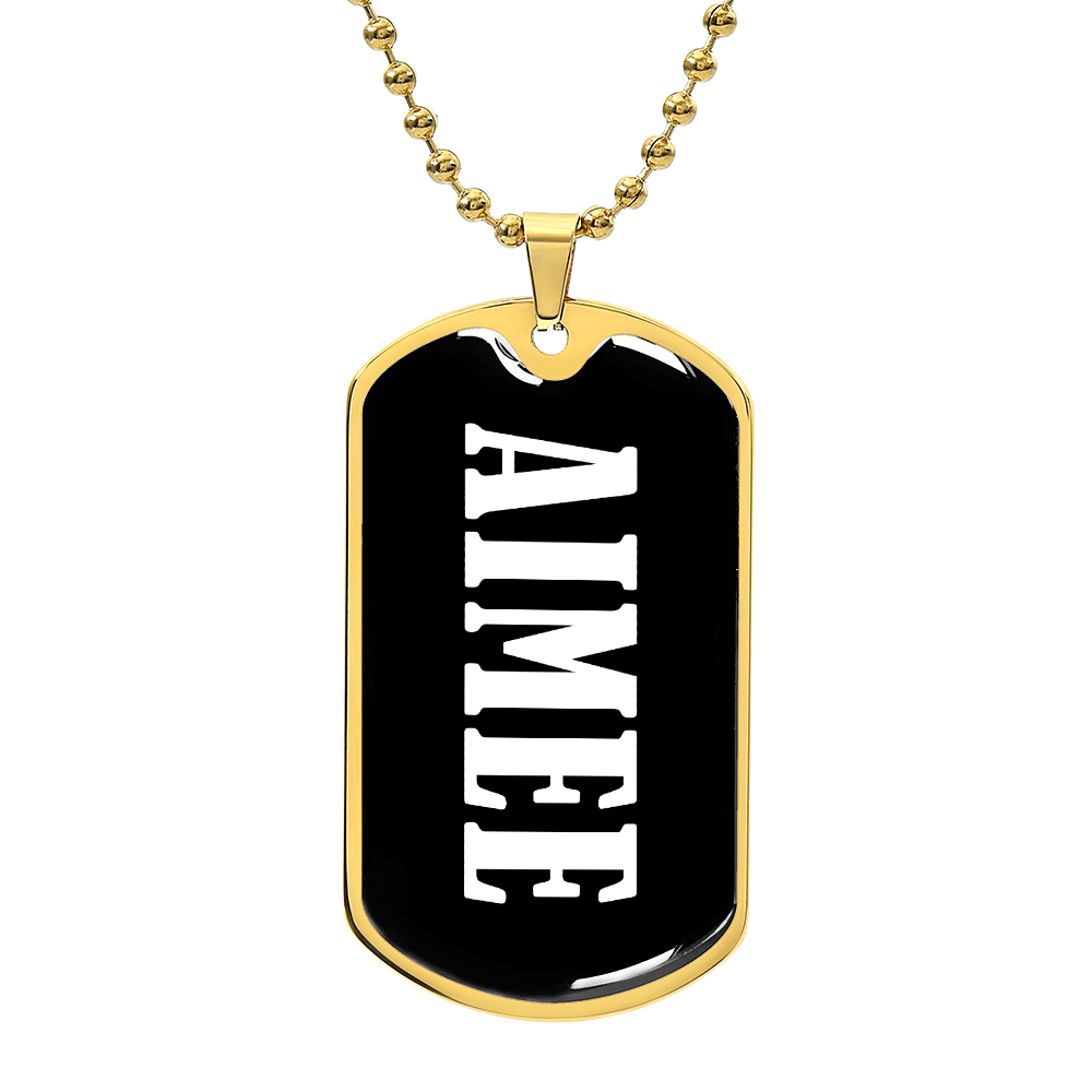 Aimee v03 - 18k Gold Finished Luxury Dog Tag Necklace