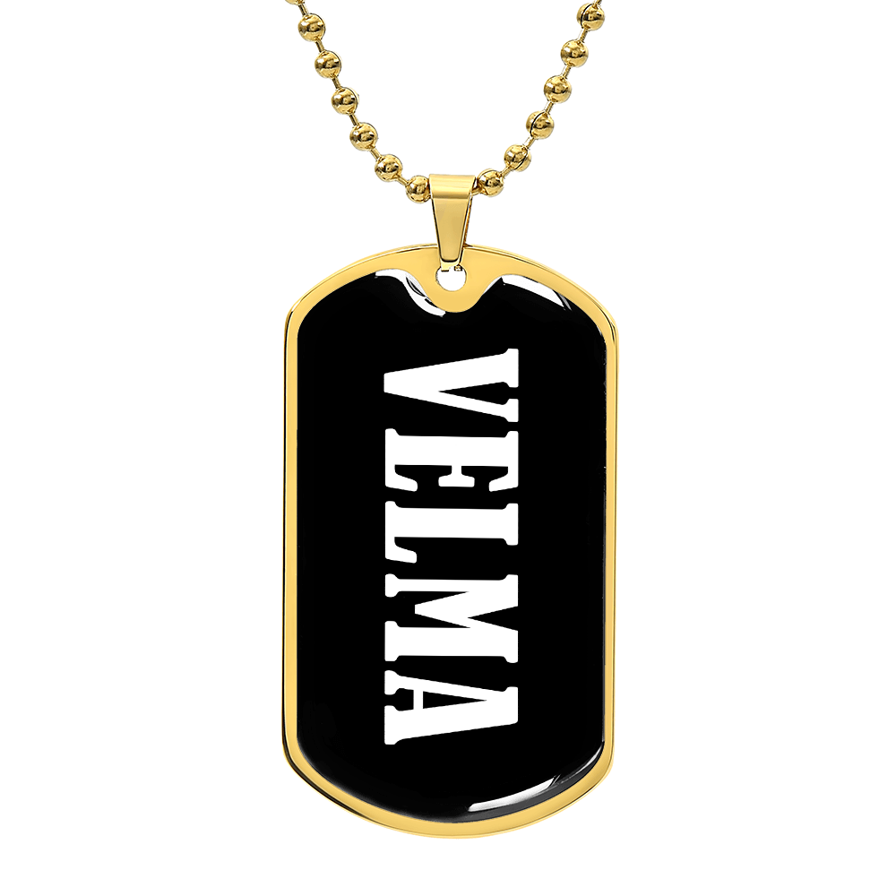 Velma v01w - 18k Gold Finished Luxury Dog Tag Necklace