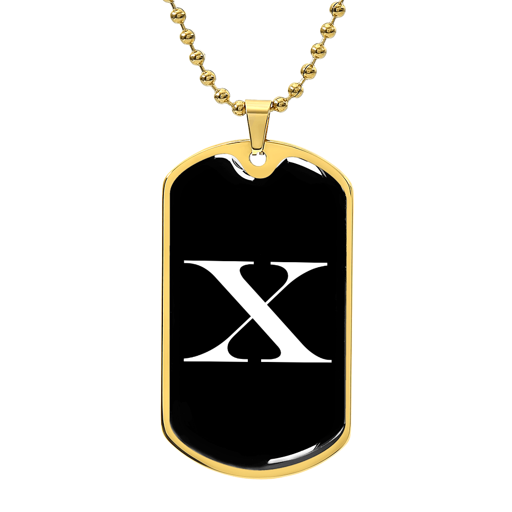 Initial X v3a - 18k Gold Finished Luxury Dog Tag Necklace