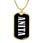 Anita v01w - 18k Gold Finished Luxury Dog Tag Necklace