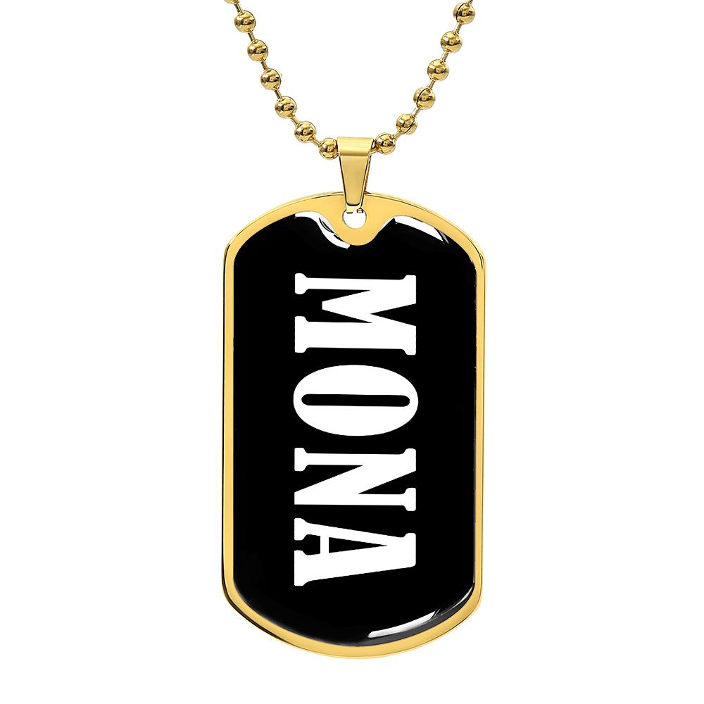 Mona v01w - 18k Gold Finished Luxury Dog Tag Necklace
