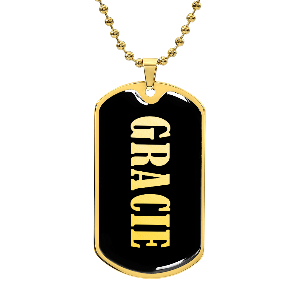 Gracie v02 - 18k Gold Finished Luxury Dog Tag Necklace