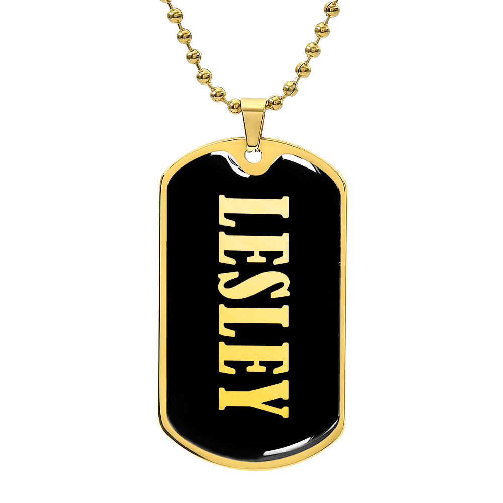 Lesley v02 - 18k Gold Finished Luxury Dog Tag Necklace