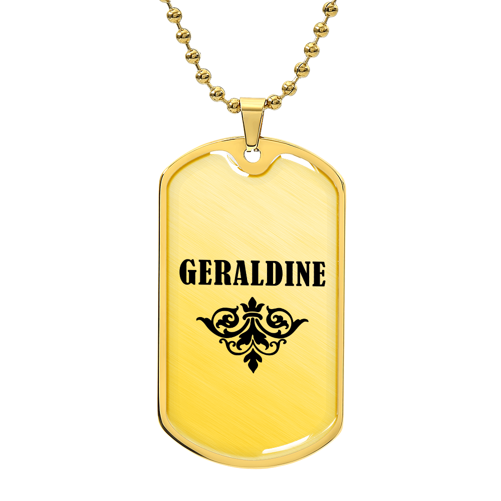 Geraldine v01a - 18k Gold Finished Luxury Dog Tag Necklace