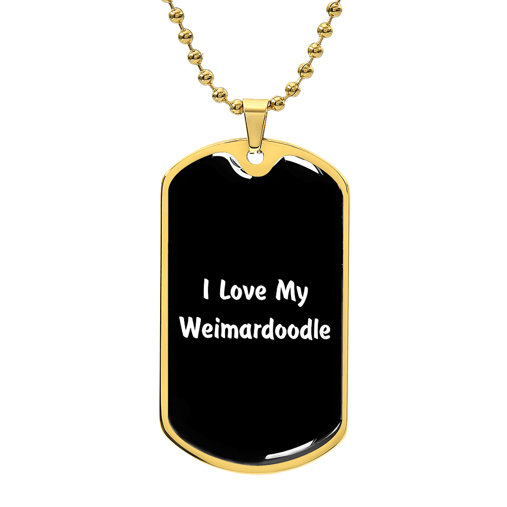 Love My Weimardoodle v6 - 18k Gold Finished Luxury Dog Tag Necklace