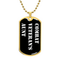 Combat Veteran's Aunt v3 - 18k Gold Finished Luxury Dog Tag Necklace