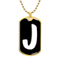 Initial J v3b - 18k Gold Finished Luxury Dog Tag Necklace