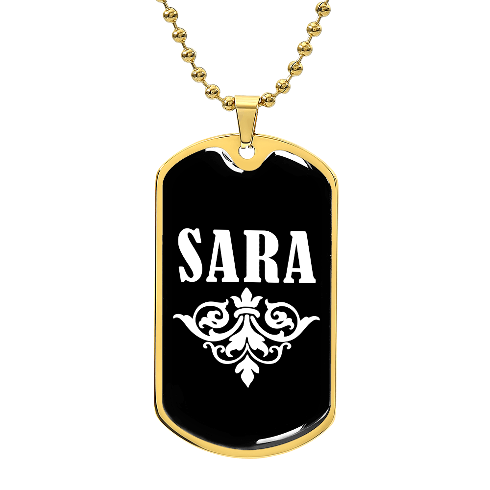 Sara v03a - 18k Gold Finished Luxury Dog Tag Necklace
