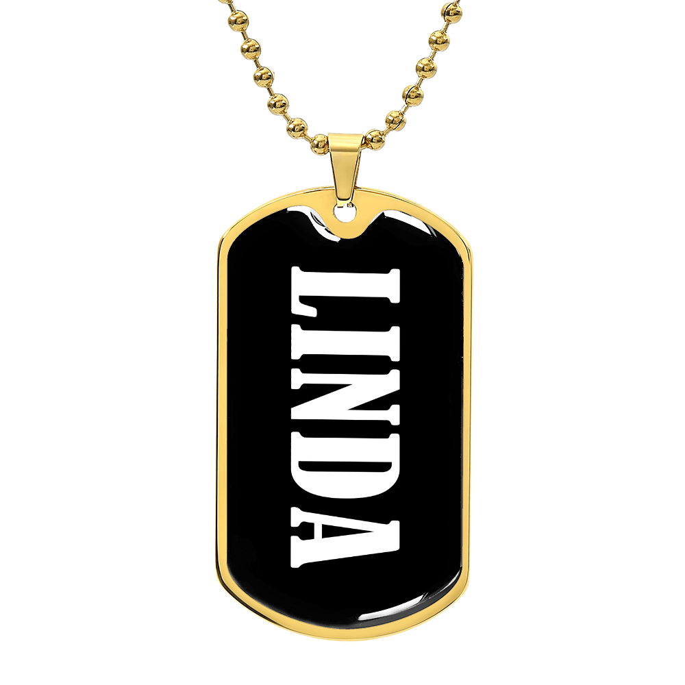 Linda v01w - 18k Gold Finished Luxury Dog Tag Necklace