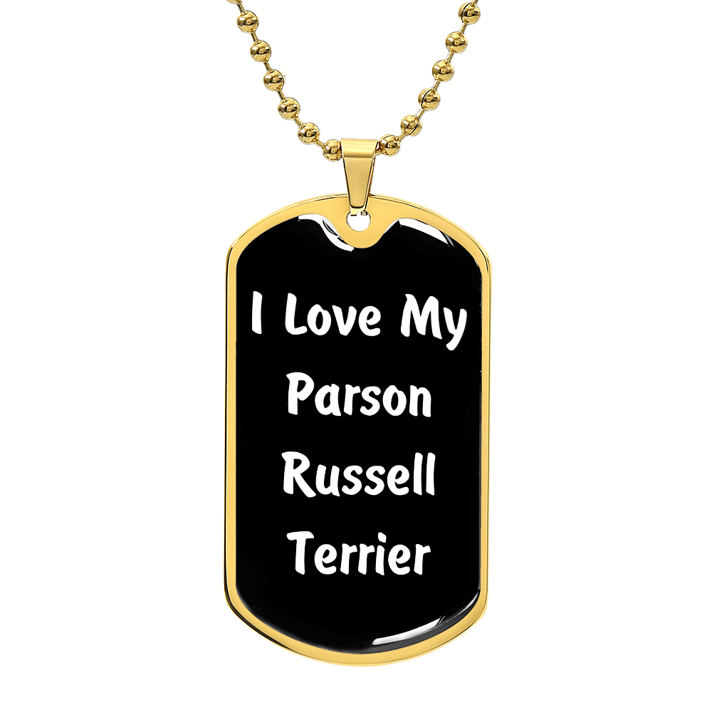 Love My Parson Russell Terrier v6 - 18k Gold Finished Luxury Dog Tag Necklace