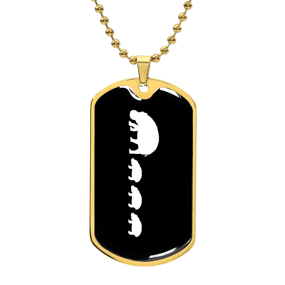 Mama Hippo With 3 Calves v3 - 18k Gold Finished Luxury Dog Tag Necklace