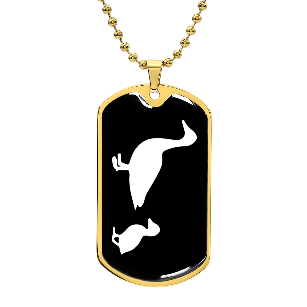 Mama Duck With 1 Duckling v3 - 18k Gold Finished Luxury Dog Tag Necklace