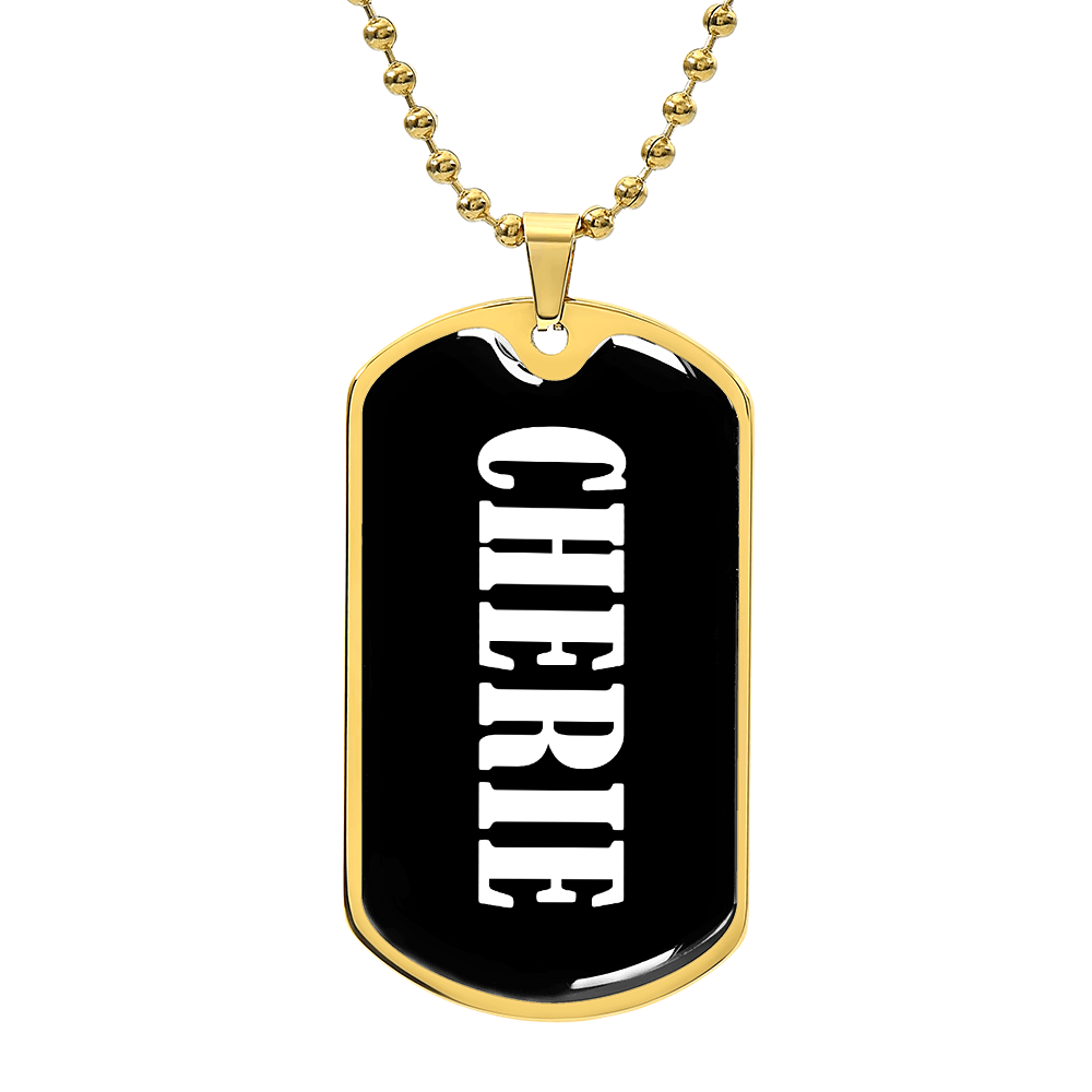 Cherie v03 - 18k Gold Finished Luxury Dog Tag Necklace