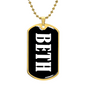 Beth v01w - 18k Gold Finished Luxury Dog Tag Necklace