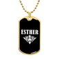 Esther v03a - 18k Gold Finished Luxury Dog Tag Necklace
