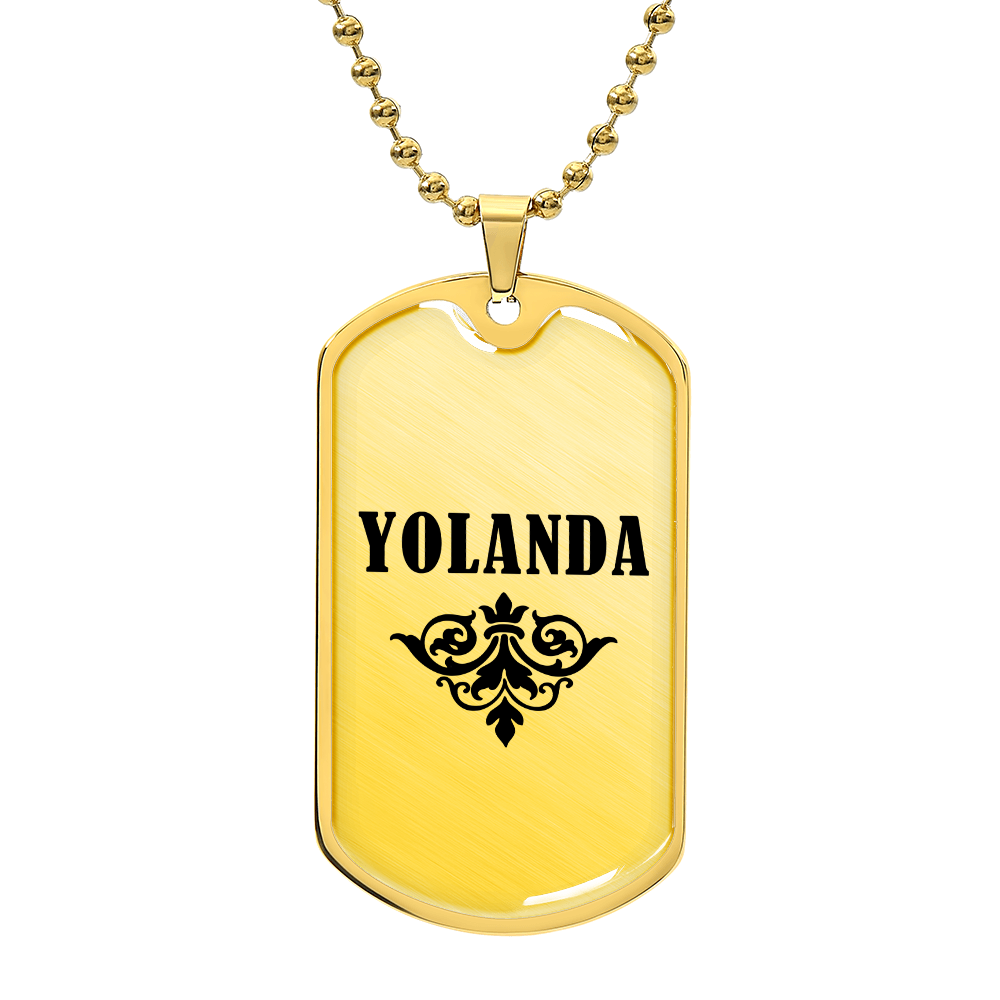 Yolanda v01a - 18k Gold Finished Luxury Dog Tag Necklace