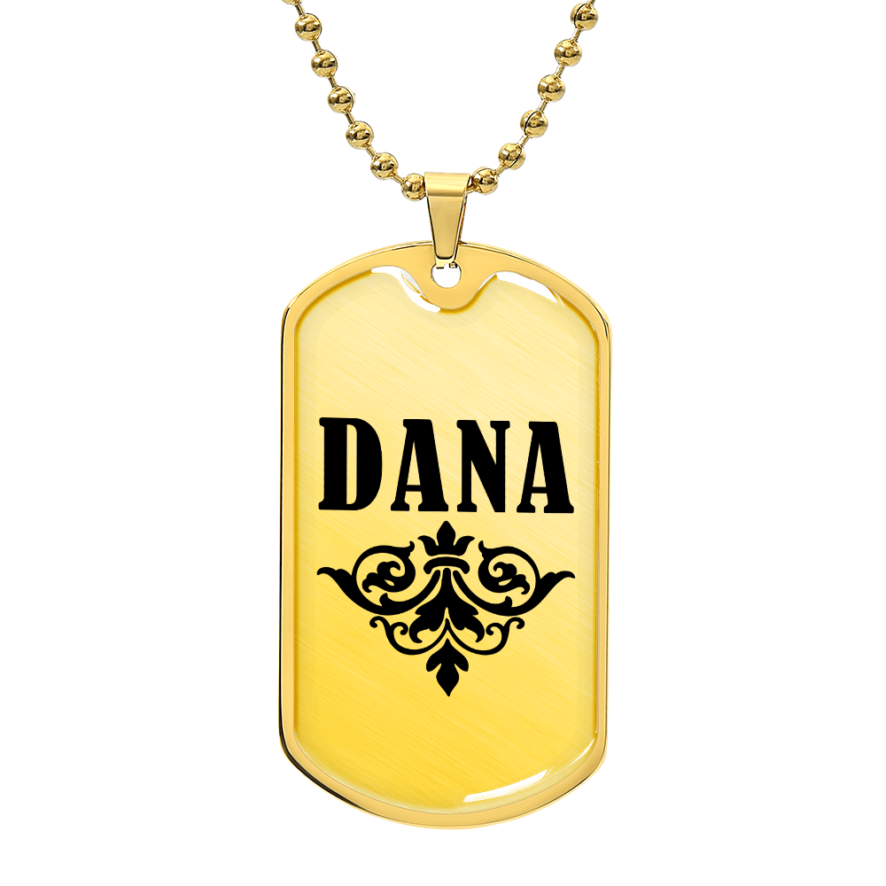 Dana v01a - 18k Gold Finished Luxury Dog Tag Necklace