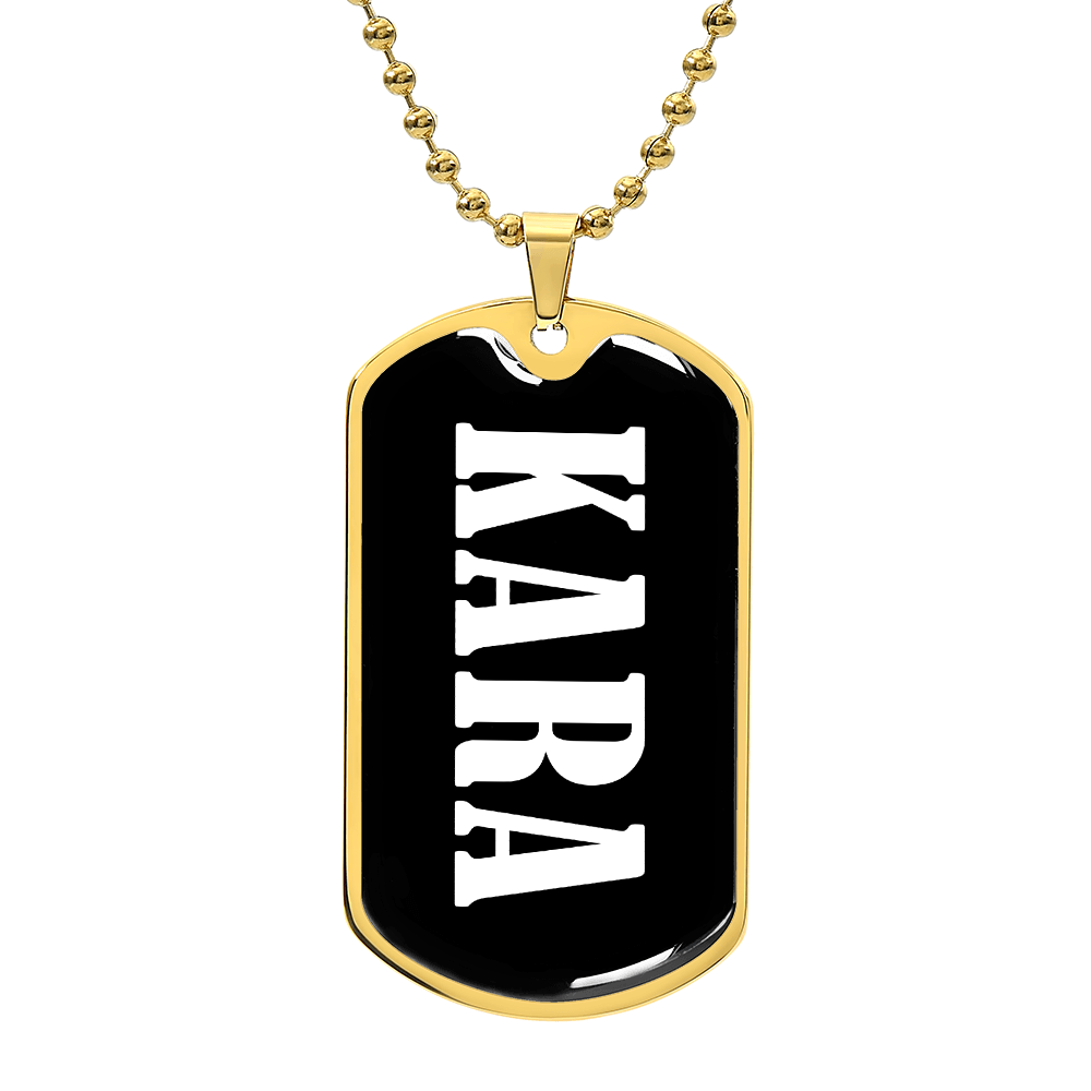 Kara v01w - 18k Gold Finished Luxury Dog Tag Necklace