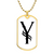 Initial Y v001-34 - 18k Gold Finished Luxury Dog Tag Necklace