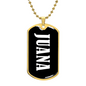 Juana v01w - 18k Gold Finished Luxury Dog Tag Necklace