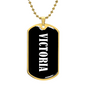 Victoria v01w - 18k Gold Finished Luxury Dog Tag Necklace