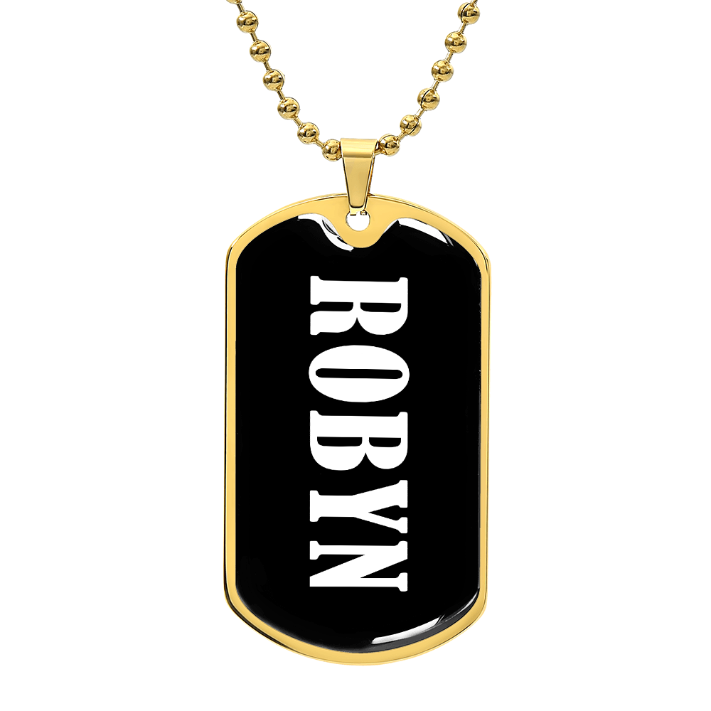 Robyn v01w - 18k Gold Finished Luxury Dog Tag Necklace